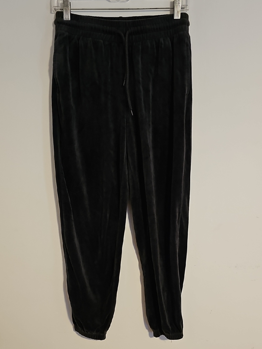 Avia Black Velour Jogger Pants with Drawstring